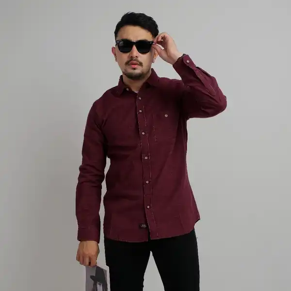 Kemeja Corduroy Maroon