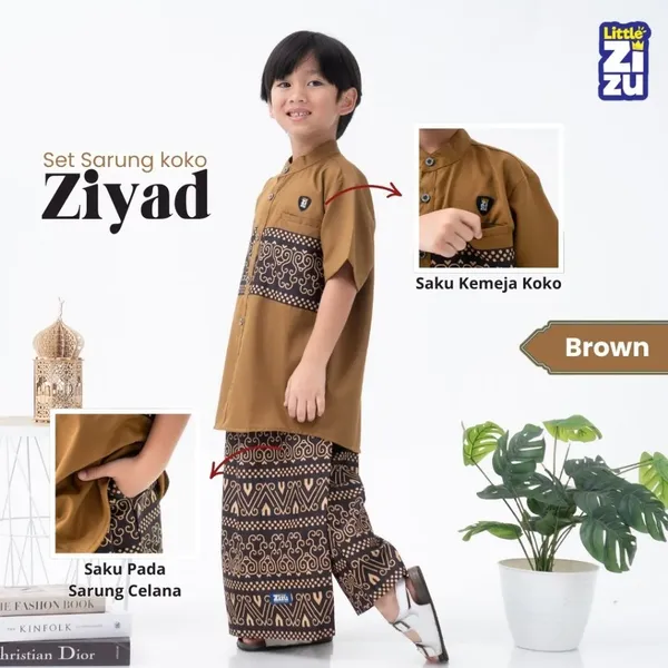 Little Zizu Set Sarung Koko Ziyad Brown